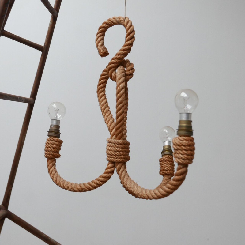 Vintage Rope Chandelier by Audoux et Minet France 1960s