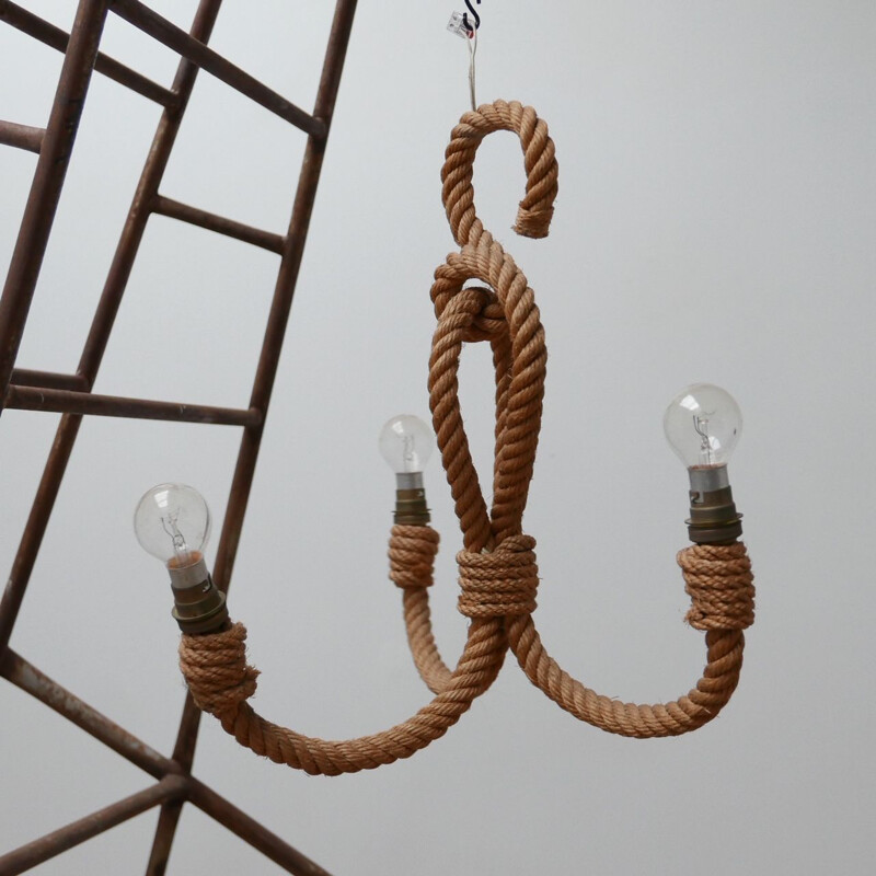 Vintage Rope Chandelier by Audoux et Minet France 1960s