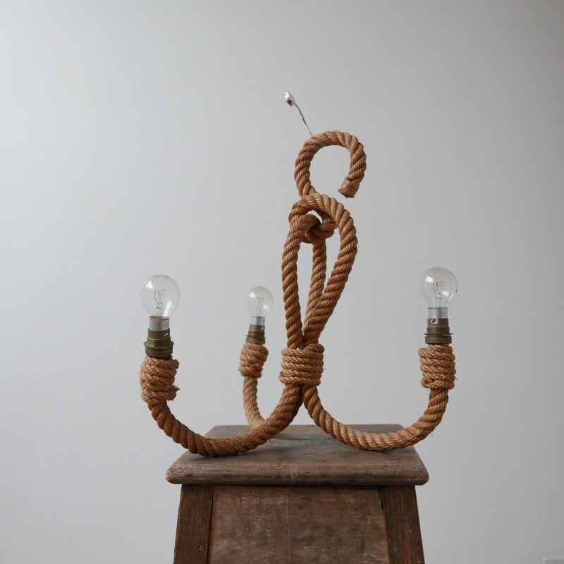 Vintage Rope Chandelier by Audoux et Minet France 1960s