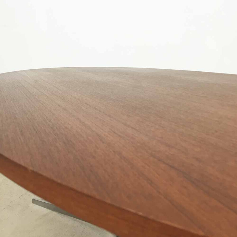 Adjustable Wilhelm Renz "Surfboard" coffee table or dining table in teak and metal - 1960s