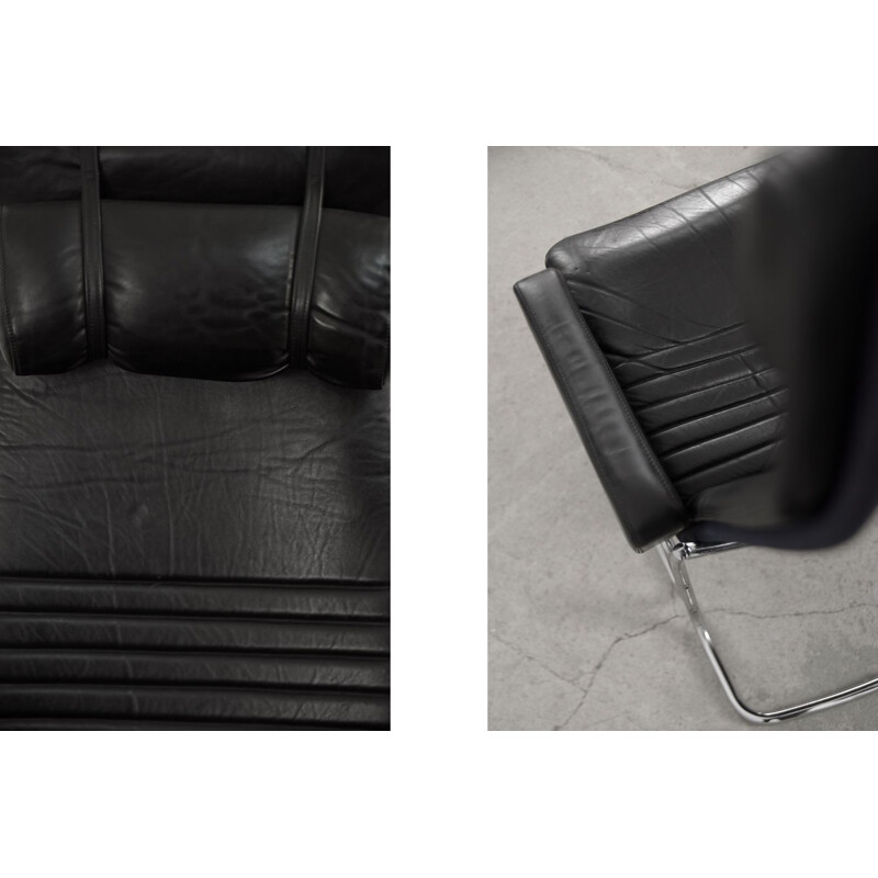 Ein Paar Vintage-Sessel aus schwarzem Leder von Ire Möbel, Schweden 1970