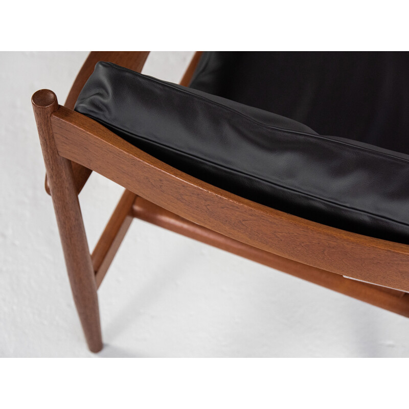 Midcentury lounge chair and ottoman in teak by Grete Jalk for France & Son Danish 1960s