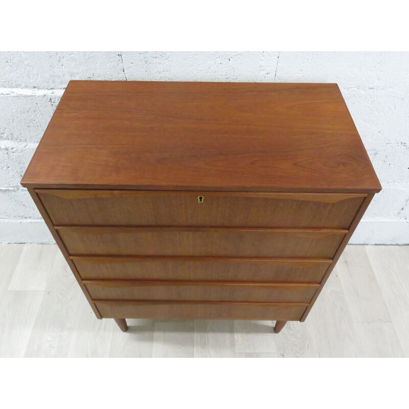 Vintage teak chest of drawers scandinavian 1960s