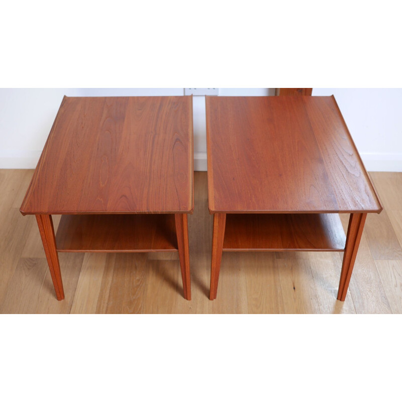 Pair of Danish France & Son "533" side tables in teak - 1950s