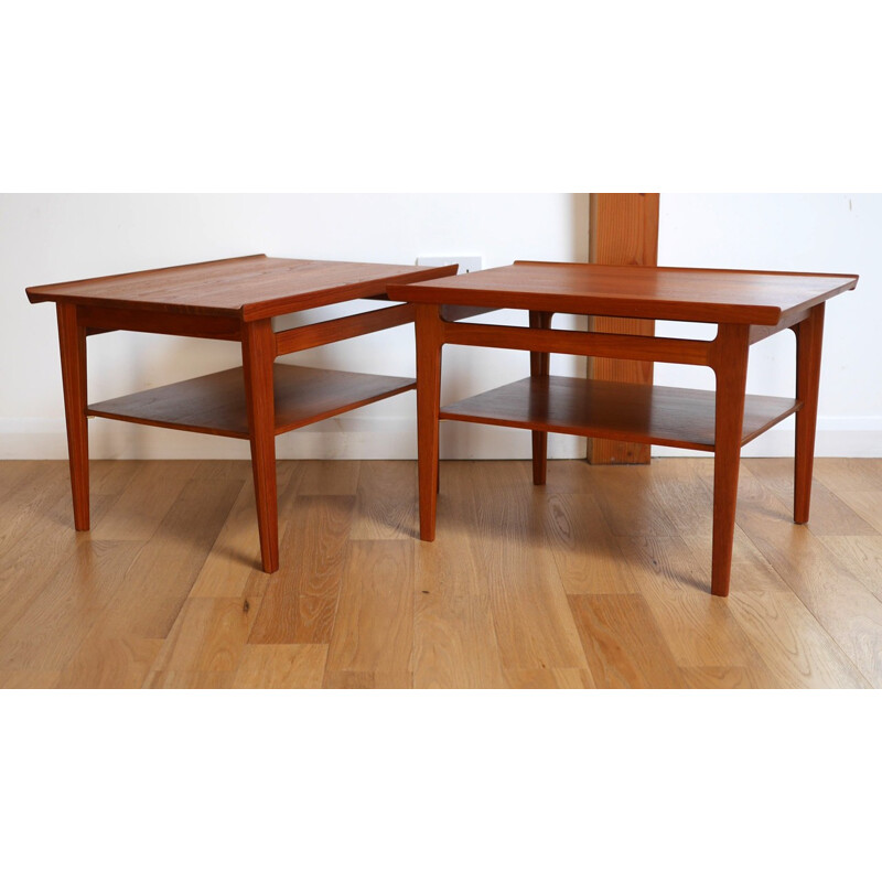 Pair of Danish France & Son "533" side tables in teak - 1950s