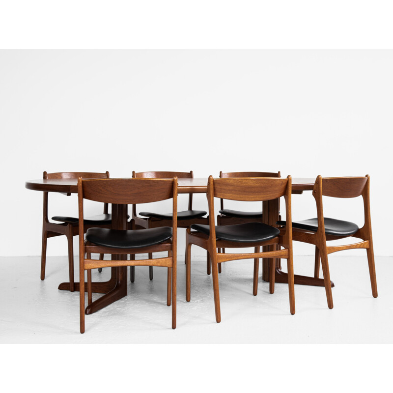 Midcentury round dining table in teak with 2 extensions by Skovby Danish 1960s