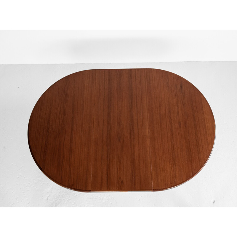 Midcentury round dining table in teak with 2 extensions by Skovby Danish 1960s