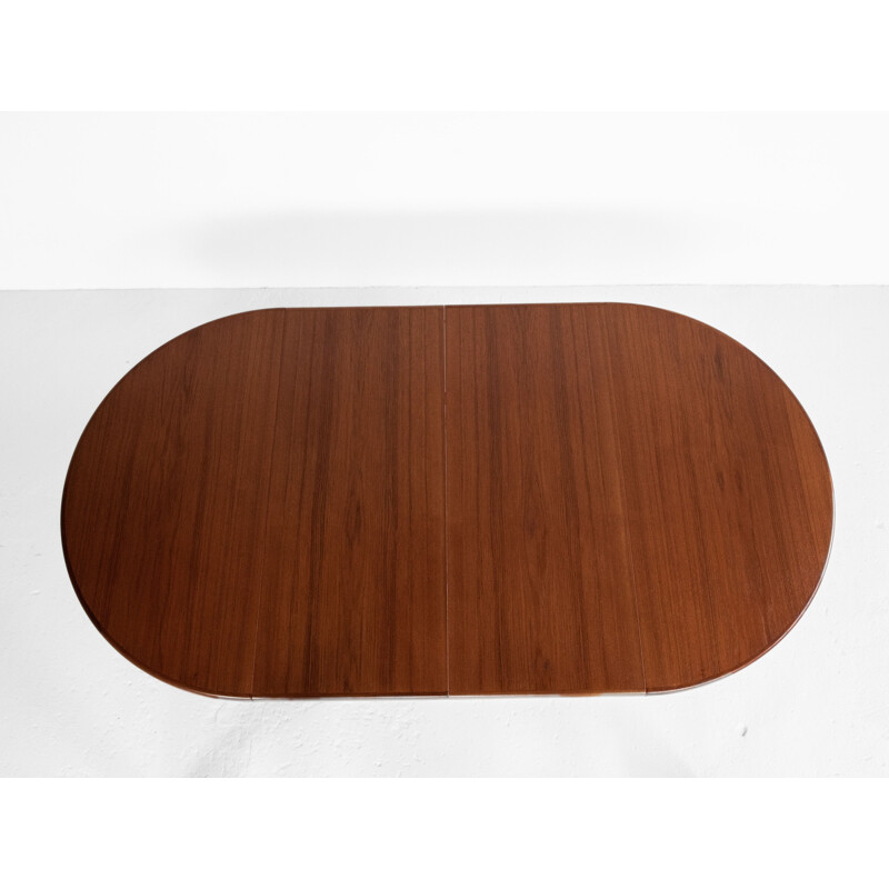 Midcentury round dining table in teak with 2 extensions by Skovby Danish 1960s