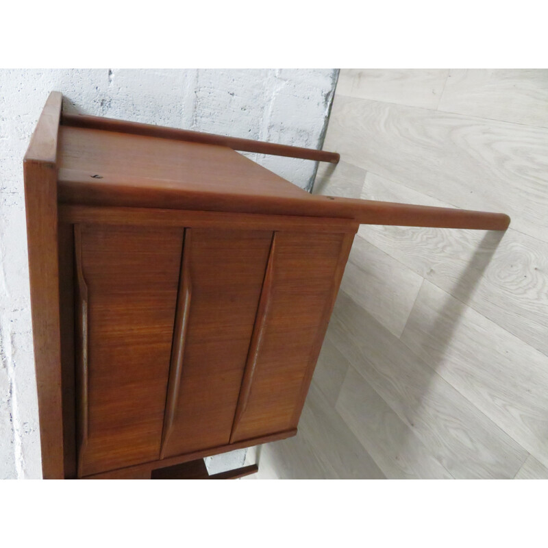 Large vintage double-sided teak desk Scandinavian 1960s