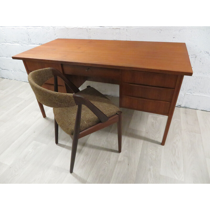 Large vintage double-sided teak desk Scandinavian 1960s