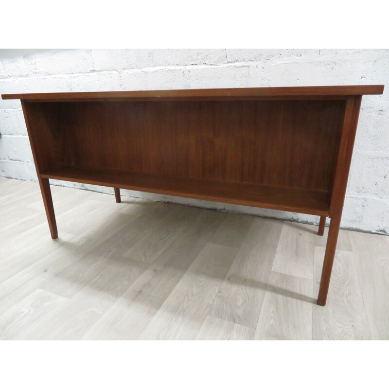 Large vintage double-sided teak desk Scandinavian 1960s