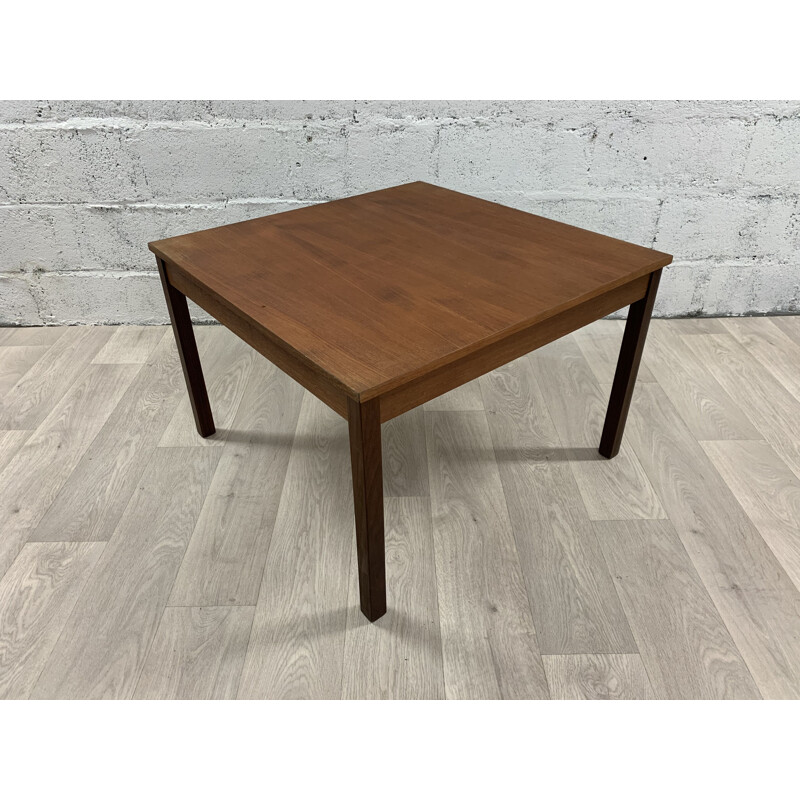 Vintage square teak coffee table Domino Mobler scandinave 1960s