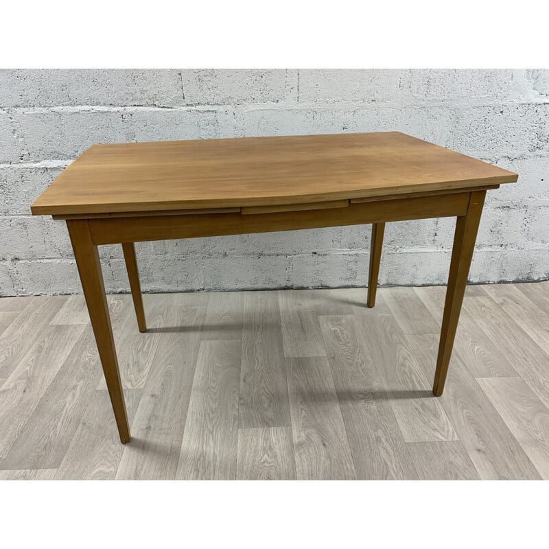 Large vintage light wood dining table Lübke 1960s