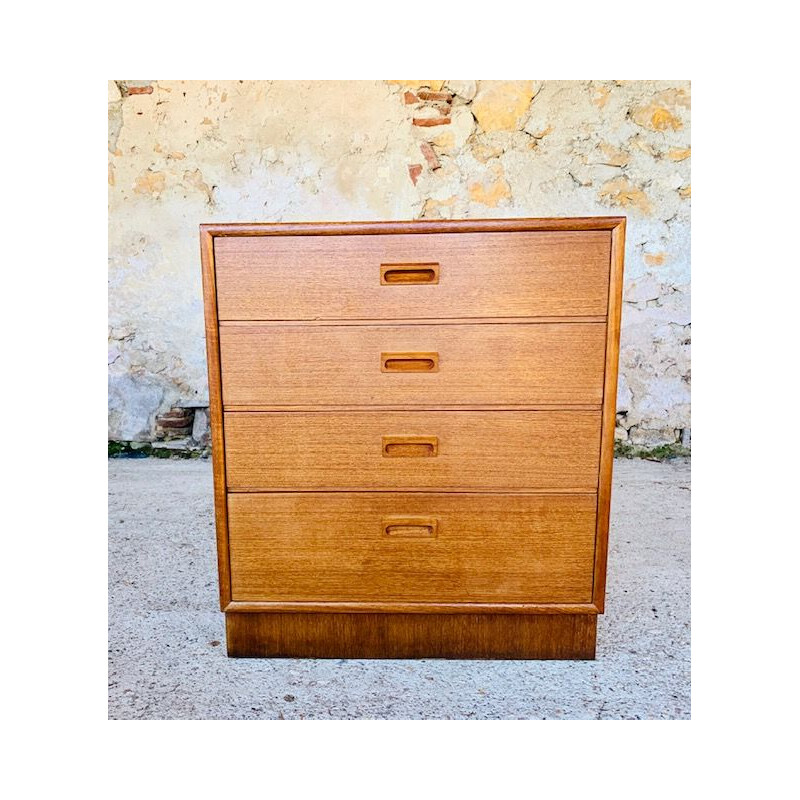 Commode vintage scandinave à 4 tiroirs en teck par Kempkes, Pays-Bas 1960