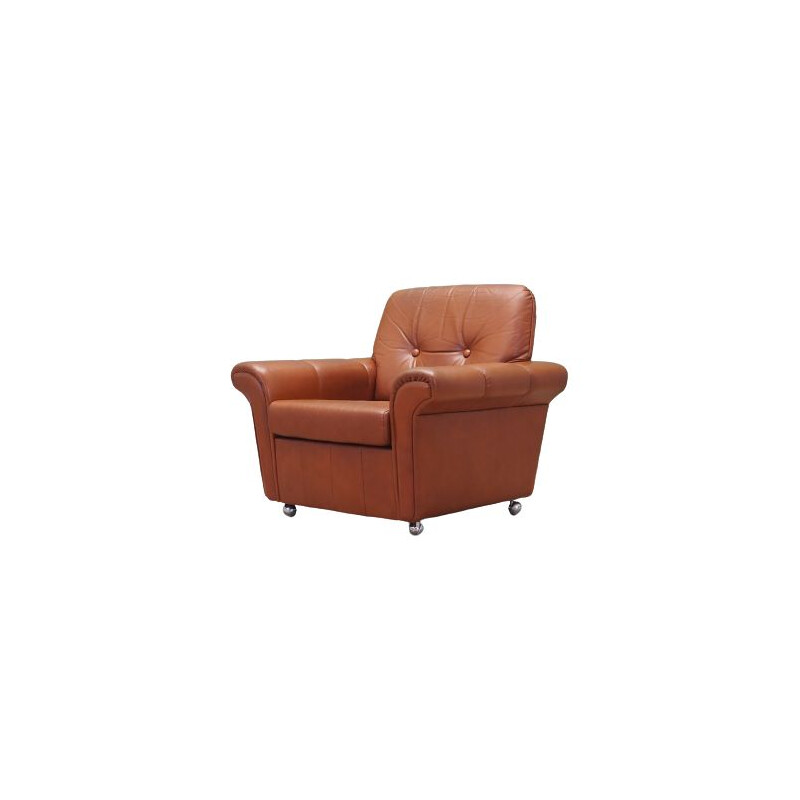 Vintage lederen fauteuil Denemarken 1960