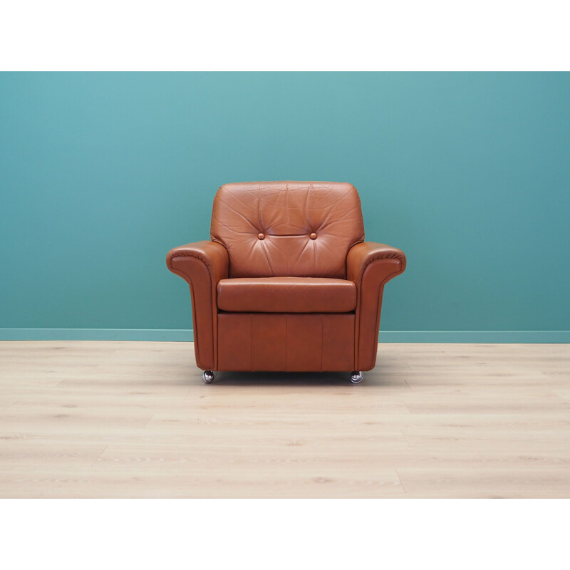 Vintage lederen fauteuil Denemarken 1960