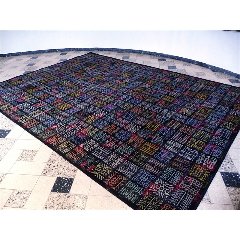 Grand tapis Turkbaff multicolore en laine - 1960