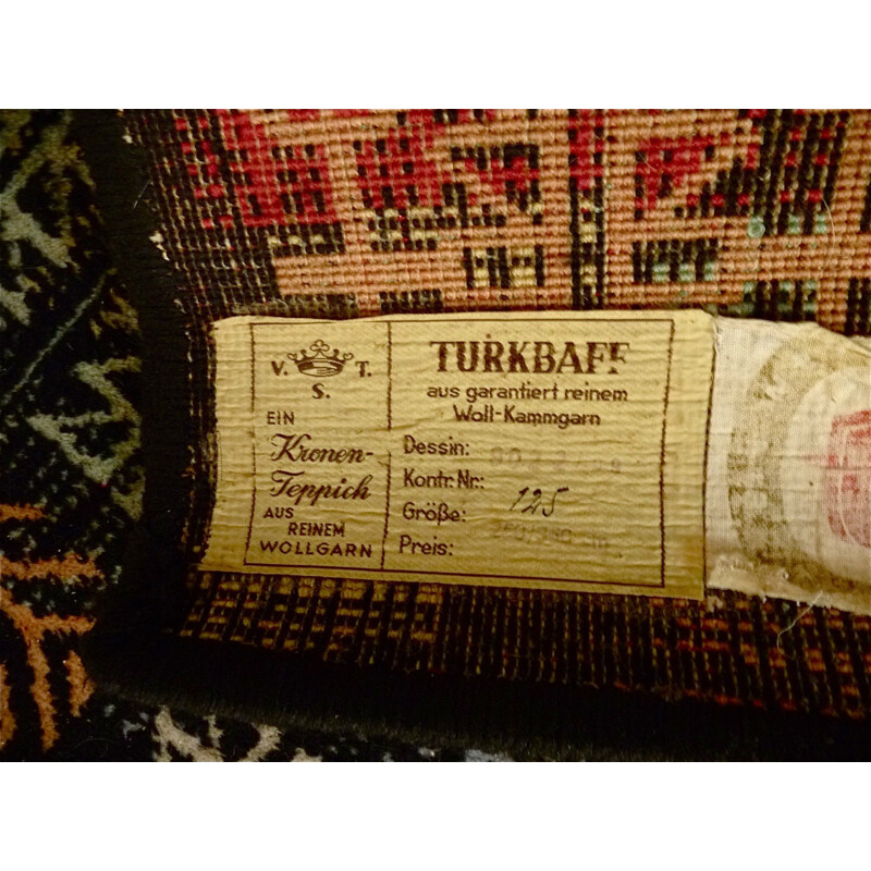 Grand tapis Turkbaff multicolore en laine - 1960