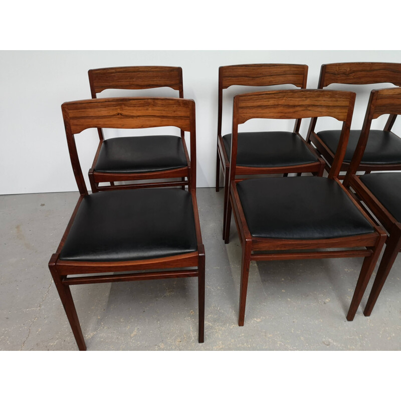 Lot de 6 chaises vintage en palissandre scandinaves