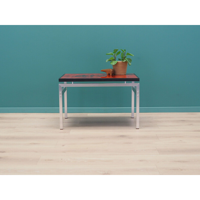 Vintage glass and aluminum coffee table, Denmark 1970