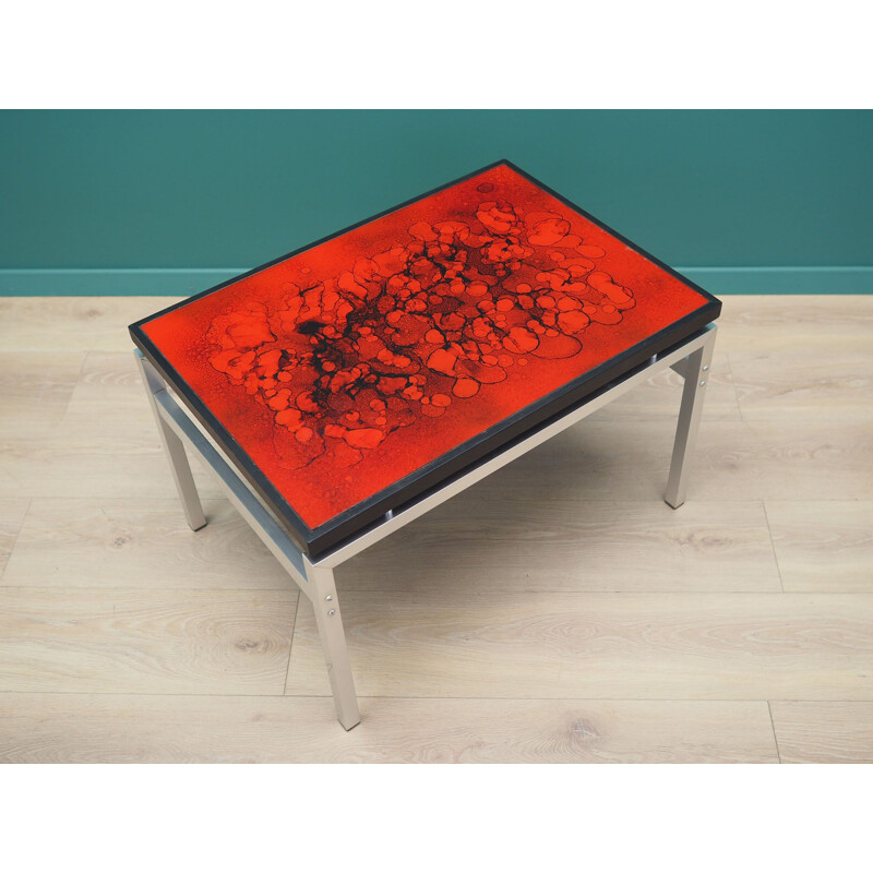 Vintage glass and aluminum coffee table, Denmark 1970