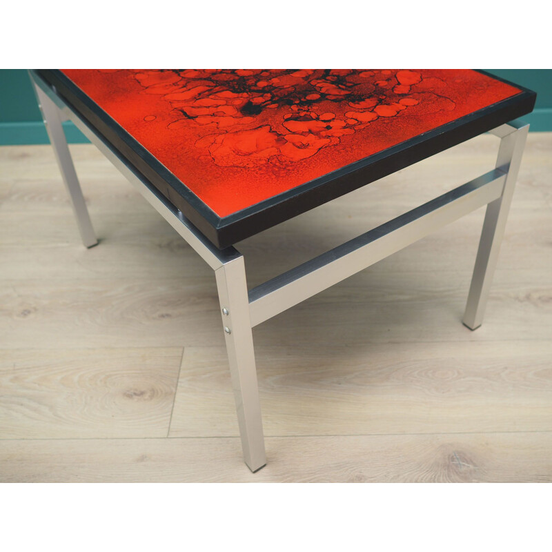 Vintage glass and aluminum coffee table, Denmark 1970