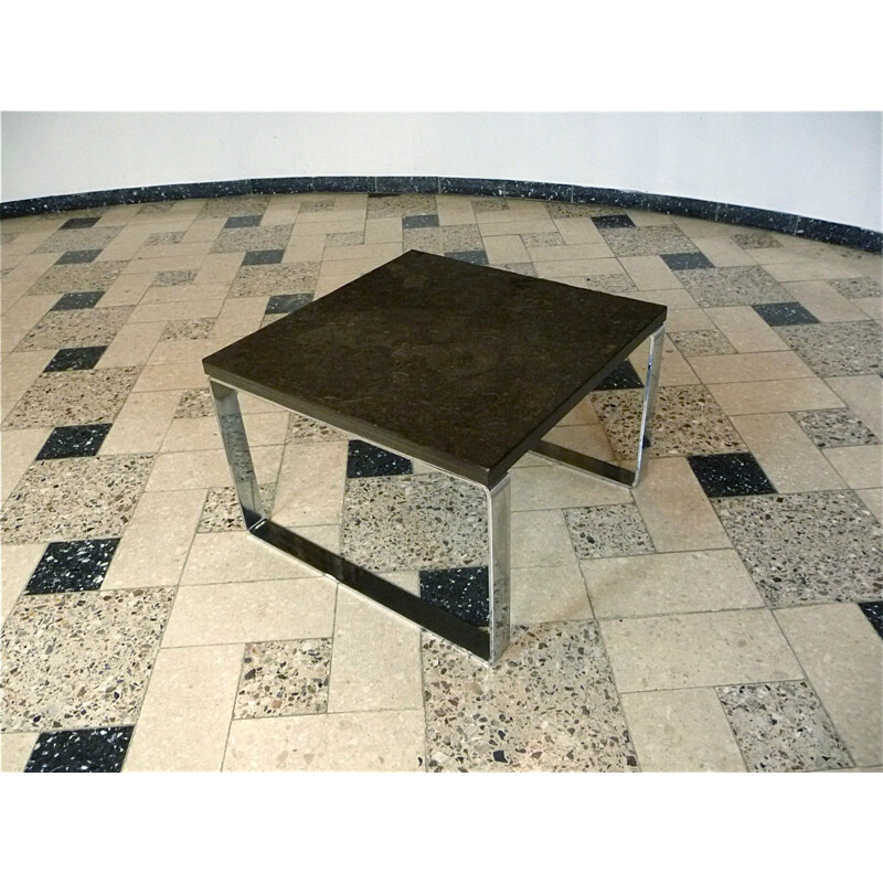 Table basse "Primus 1062" Draenert en pierre noire et acier chromé - 1960