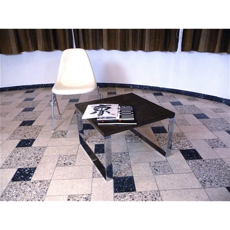 Draenert "Primus 1062" coffee table in black stone and chromed steel - 1960s