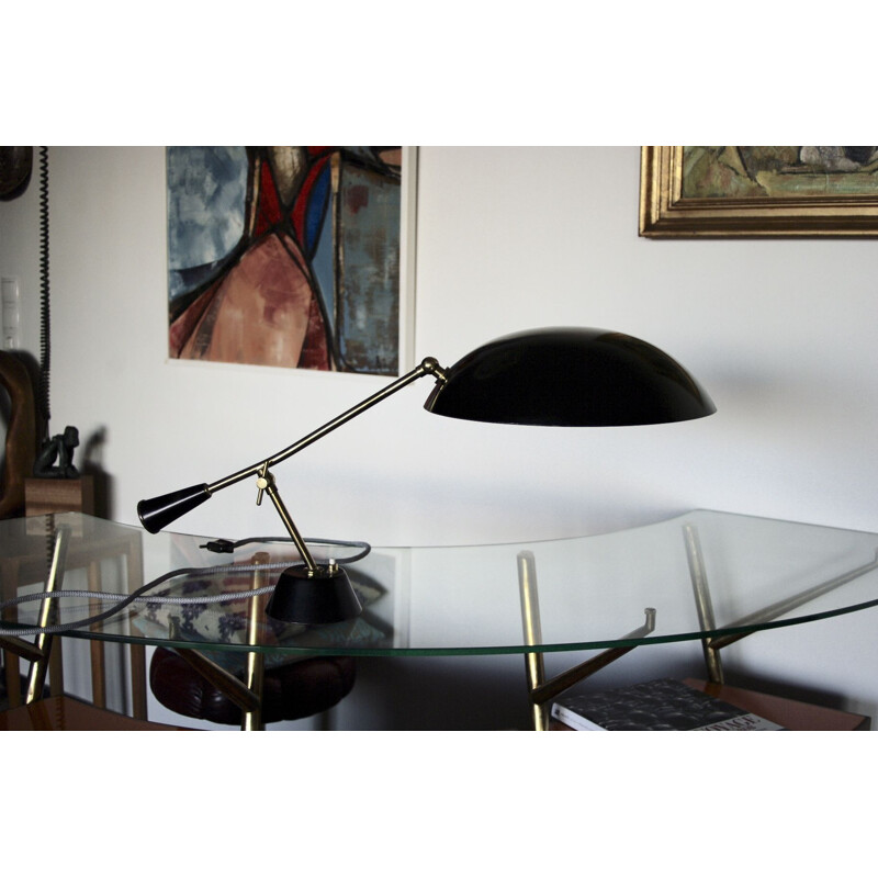 Vintage verguld messing lamp van Bruno Gatta voor Stinovo, Italië 1950
