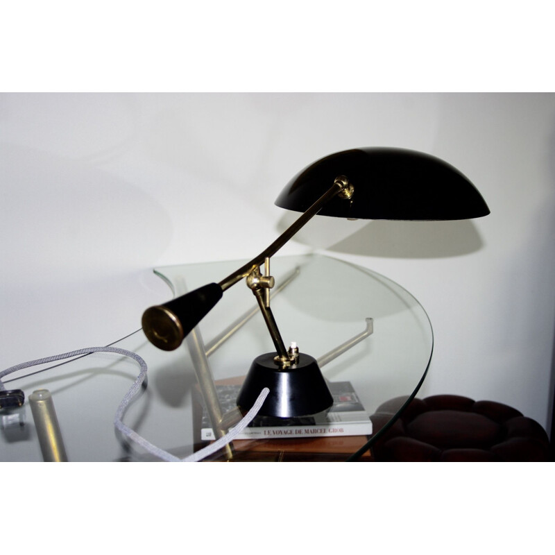 Vintage verguld messing lamp van Bruno Gatta voor Stinovo, Italië 1950