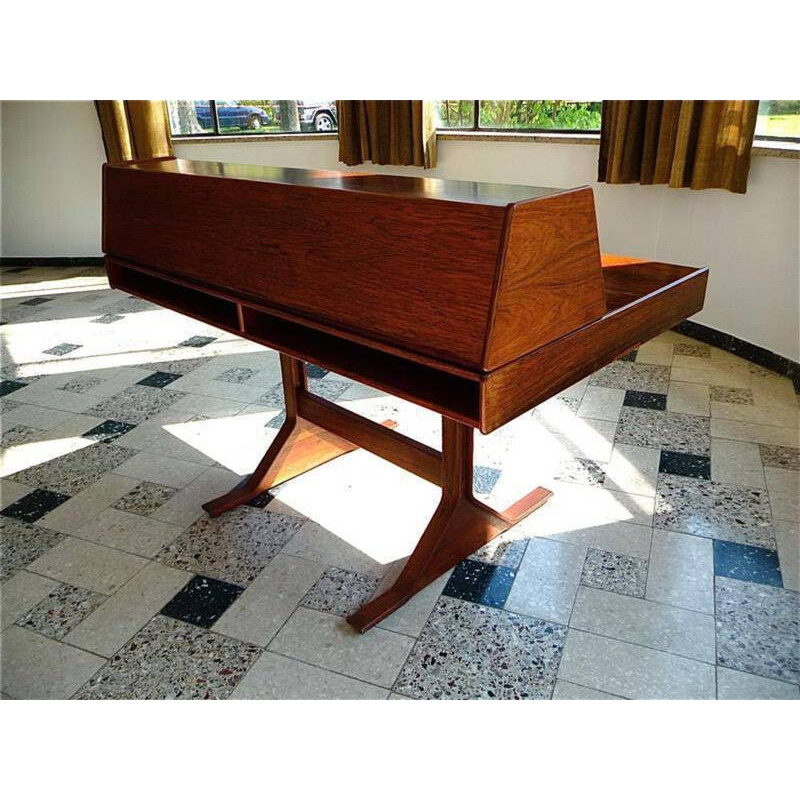 Italian Bernini desk in rosewood with Venetian blinds and drawers, Gianfranco FRATTINI - 1950s