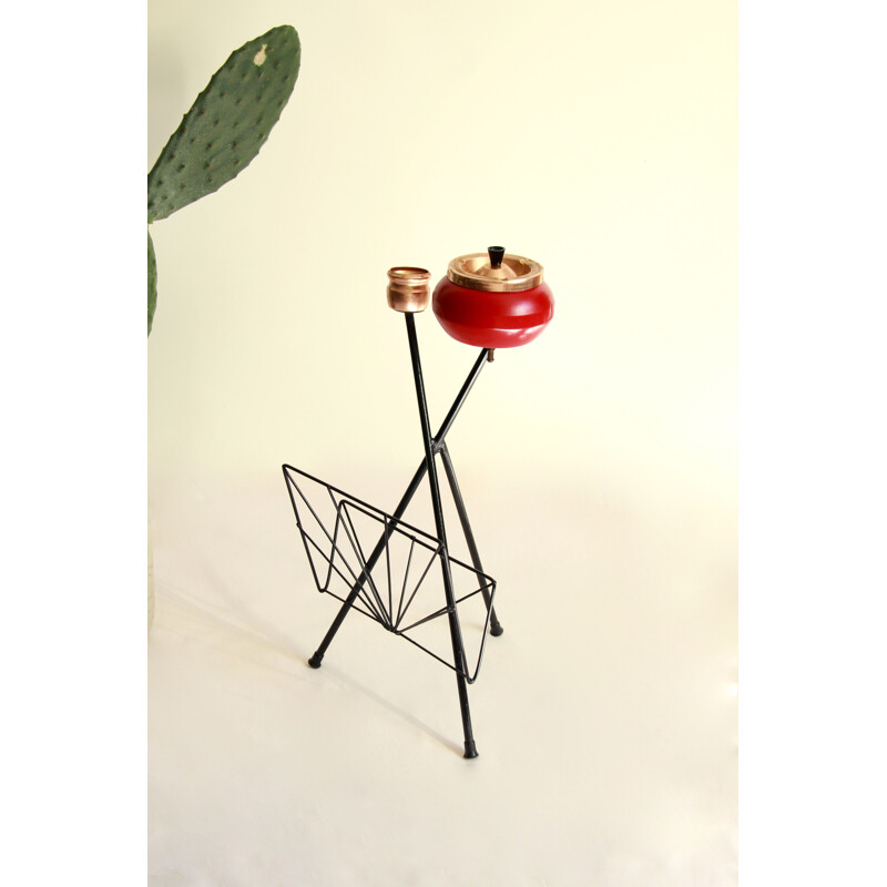 Vintage Mirtillo Magazine Rack with Glossy Ashtray Italy 1950s