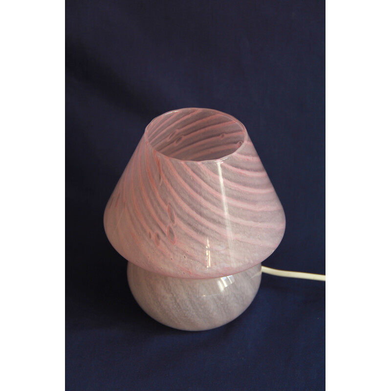 Vintage Rosalba Pink Murano Swirl Mushroom Lamp Italy 1970s