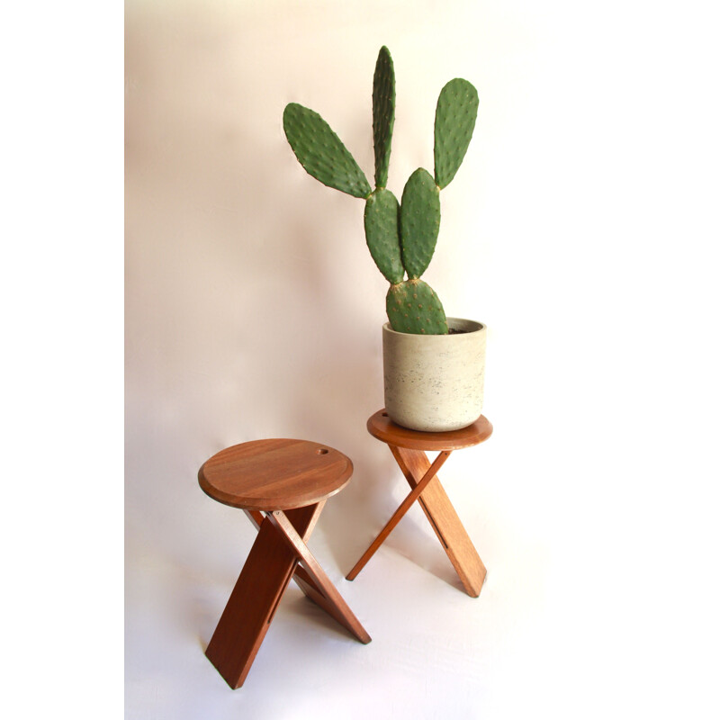 Pair of vintage Bankotte wooden Stools by Butzke 1990s