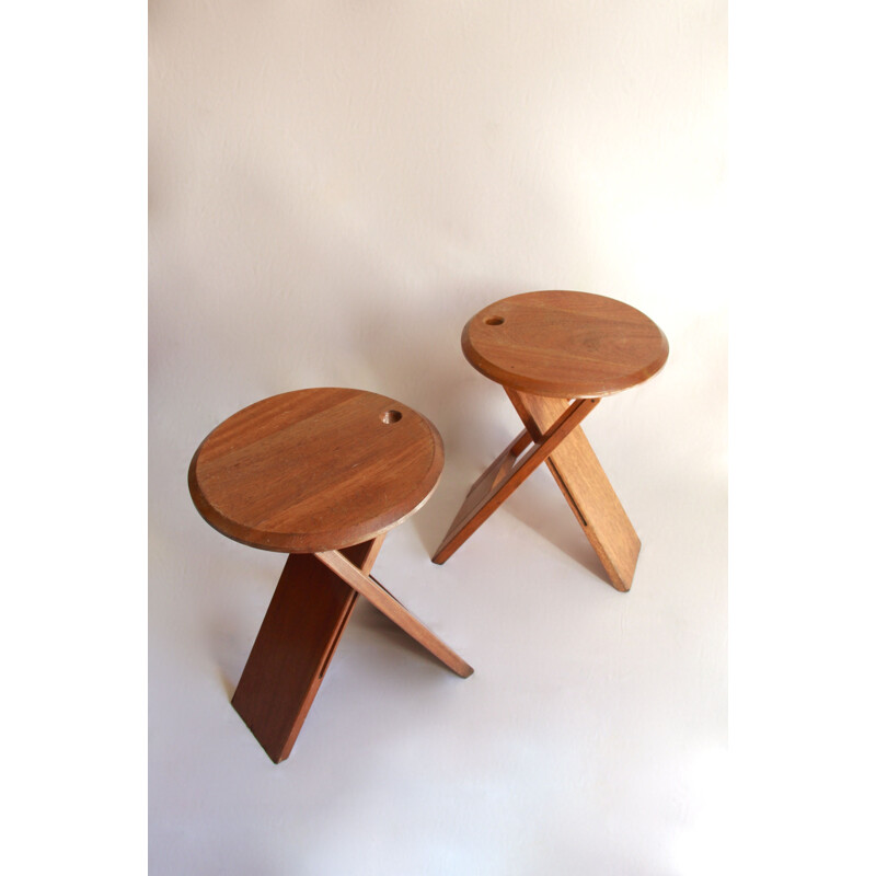 Pair of vintage Bankotte wooden Stools by Butzke 1990s