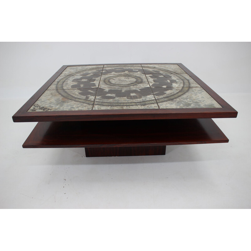 Vintage Ox Art ceramic coffee table, Denmark 1970