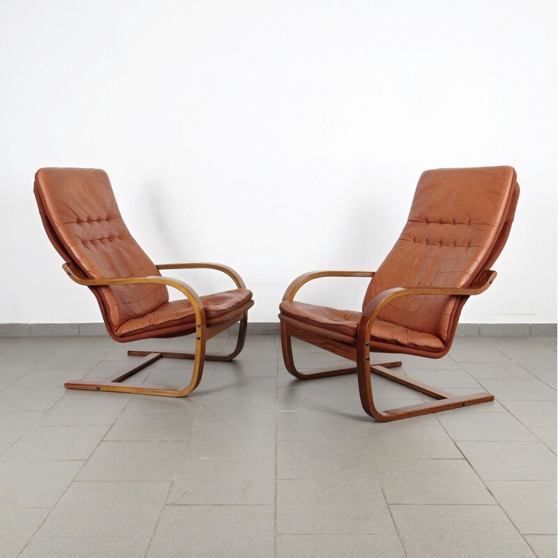 Paar vintage Tsjecho-Slowaakse fauteuils 1970
