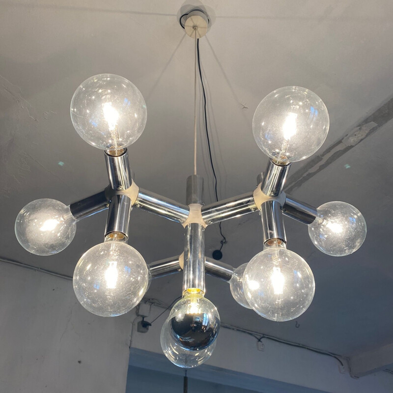 Vintage Atomic chandelier by Robert Haussmann 1970s