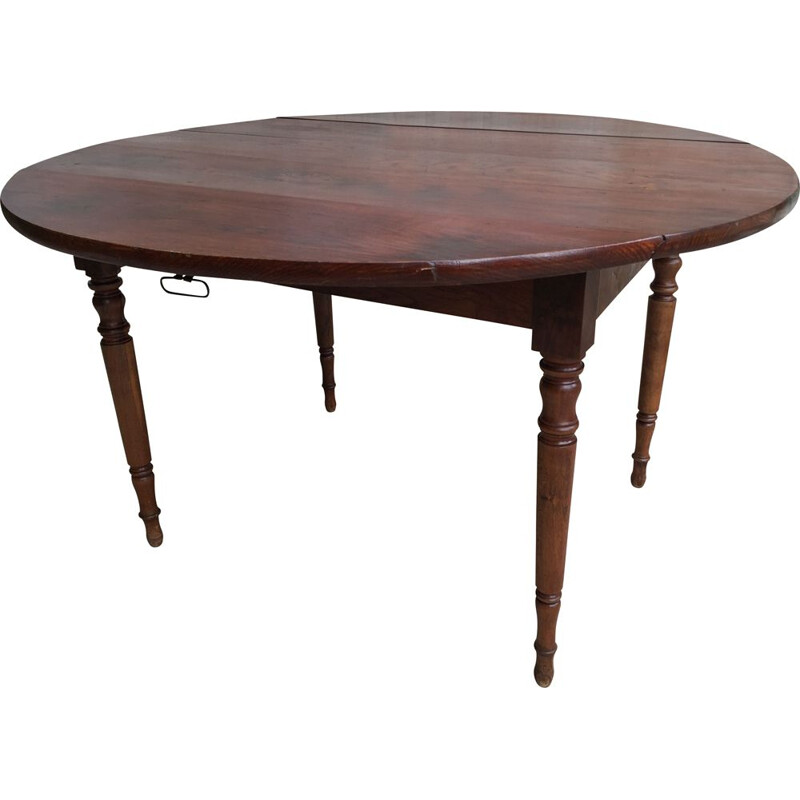 Vintage round table with solid oak flaps 