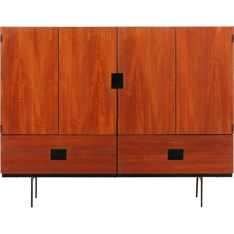 Vintage teak en metalen dressoir uit de Japanse serie van Cees Braakman voor Pastoe, 1958