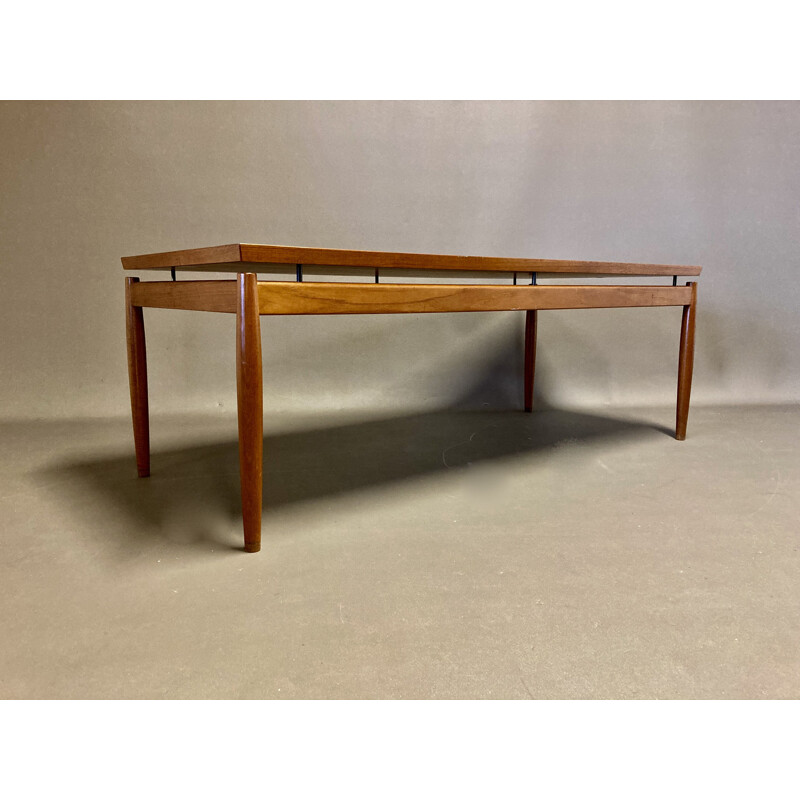 Vintage teak coffee table stamped Grete Jalk for France & Son, Scandinavian 1950s