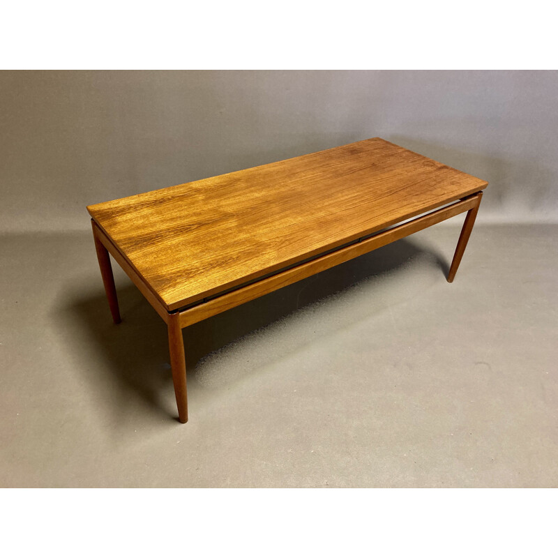 Vintage teak coffee table stamped Grete Jalk for France & Son, Scandinavian 1950s