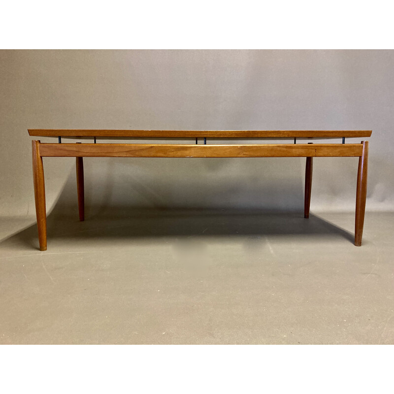 Vintage teak coffee table stamped Grete Jalk for France & Son, Scandinavian 1950s