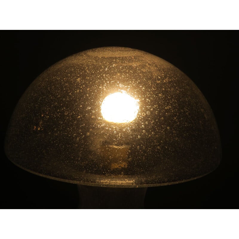 Vintage Doria brass table lamp with mushroom shaped bubble glass 1960
