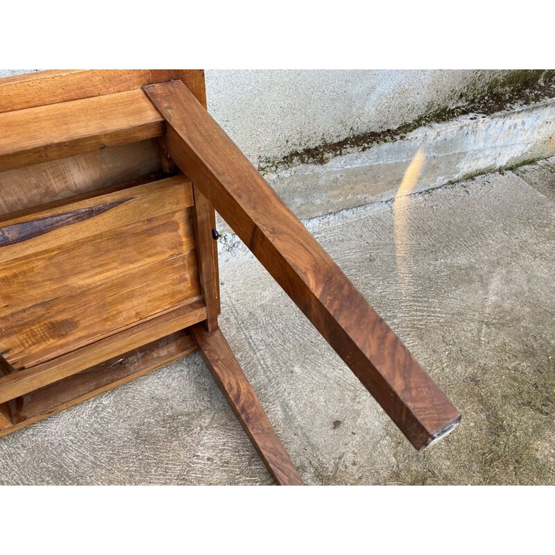 Vintage farm table for 8 persons in solid walnut with 2 drawers