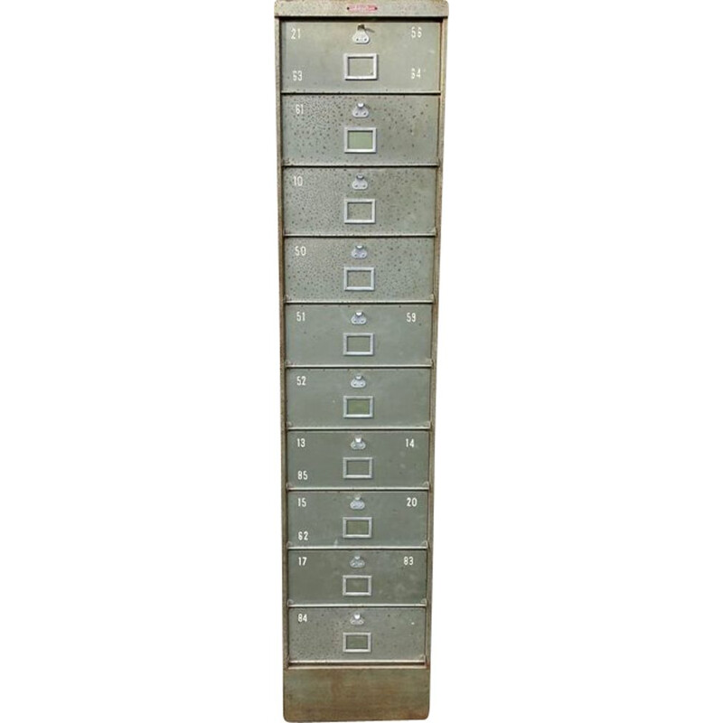 Vintage Wine cabinet with 10 flaps industrial rack metal Abair 1950s
