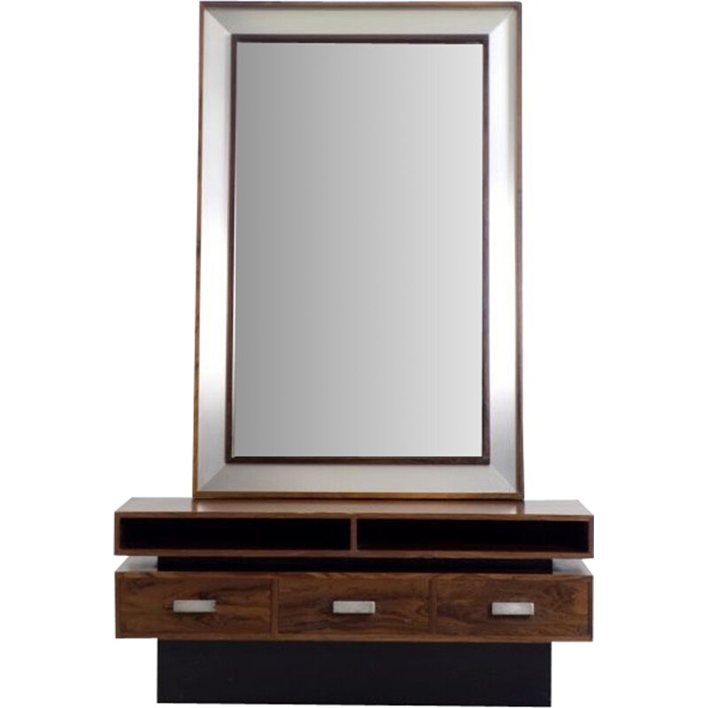 Vintage Rosewood Dressing Table with Oblong Mirror Scandinavian 1970s