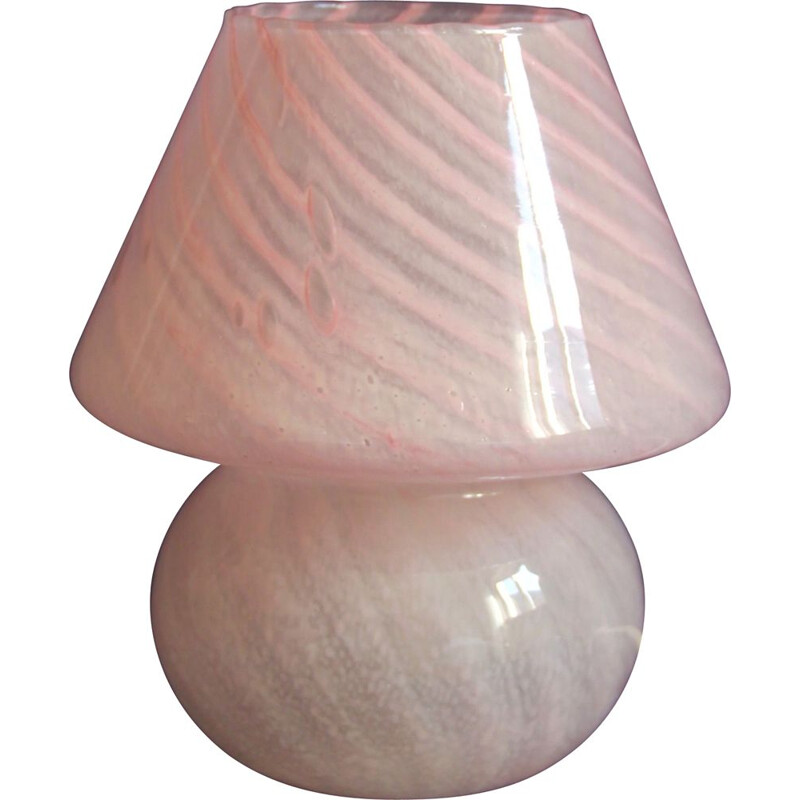 Vintage Rosalba Pink Murano Swirl Mushroom Lamp Italy 1970s
