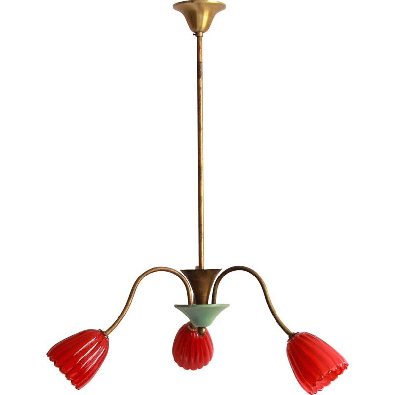 Vintage TreFiori chandelier with flowers from Murano, Italy 1950