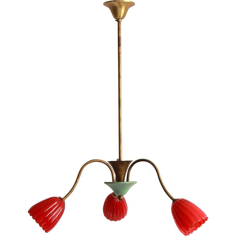 Vintage TreFiori chandelier with flowers from Murano, Italy 1950